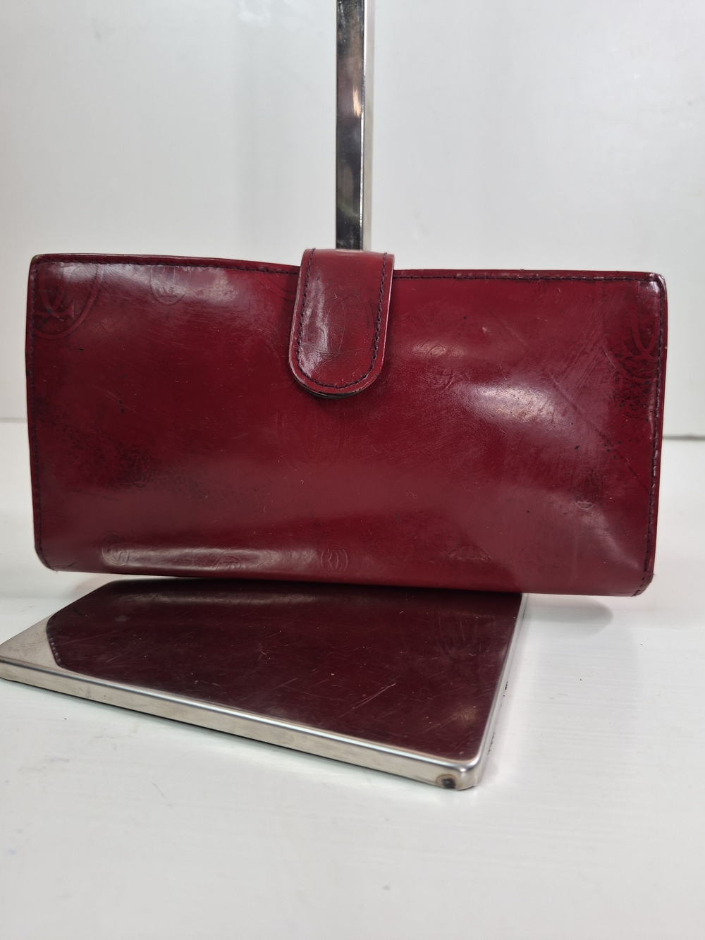 Cartier Women's Leather Wallet Clutch in Deep Burgundy